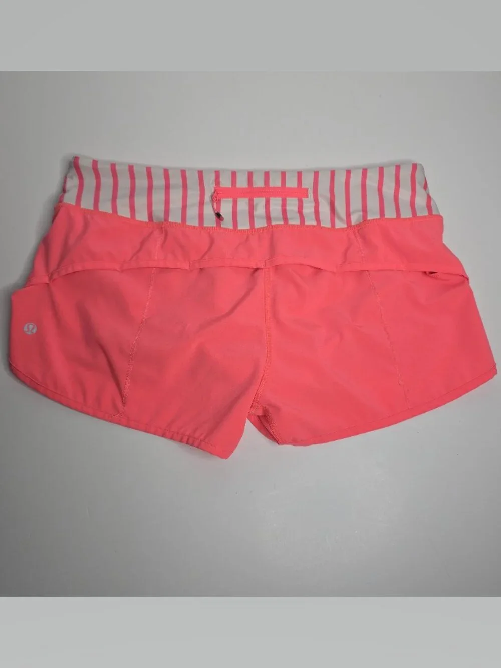 Lululemon Speed Running Shorts Pink Womens Sz 10 Activewear Athletic Striped